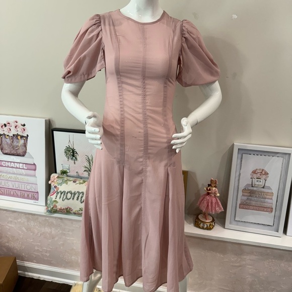 By Anthropologie Modern Sheer Midi Dress Violet Ice Size 0. - Picture 7 of 13